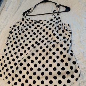 Black and white polka dot sleeveless top